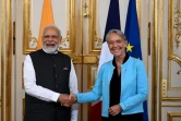 La Première ministre Elisabeth Borne reçoit son homologue indien Narendra Modi à l'hôtel Matignon, le 13 juillet 2023 à paris
