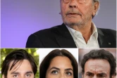 Photomontage réalisé le 4 avril 2024 montrant Alain Delon et ses trois enfants (de g à d) Alain Fabien  Anouchka et Anthony