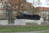 Image tirée d'une vidéo de l'AFPTV montrant un char T34 dans la ville de Malbork, en Pologne 