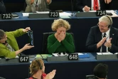 La rapporteure du dossier au Parlement européen, l'élue verte  Judith Sargentini réagit à l'annonce du résultat le 12 septembre 2018.