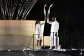 Marie-José Pérec et Teddy Riner allument la vasque olympique aux Tuileries, le 26 juillet 2024 à Paris 