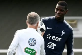 Le sélectionneur de l'équipe de France Didier Deschamps et le milieu de terrain Paul Pogba, le 4 juin 2018 