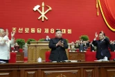 Photo diffusée le 10 janvier 2021 par l'agence nord-coréenne Kcna du leader Kim Jong Un lors du 8e Congrès du Parti des travailleurs à Pyongyang