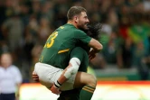 La joie du Sud-Africain Willie Le Roux, après avoir marqué un dernier essai face à la Nouvelle-Zélande, en ouverture du Rugby Championship, le 6 août 2022 au Stade Mbombela à Nelspruitt