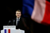 Emmanuel Macron prononce un discours devant la pyramide du Louvre à Paris, le 7 mai 2017, après sa victoire à l'élection présidentielle française