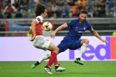 Le milieu français d'Arsenal Matteo Guendouzi (g) face à son compatriote de Chelsea Olivier Giroud, en finale de la Ligue Europa, le 29 mai 2019 à Bakou 