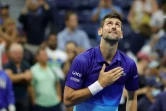 Le Serbe Novak Djokovic, après sa victoire en quart de finale de l'US Open contre l'Italien Matteo Berrttini le 8 septembre 2021 à New York, n'est qu'à deux matches d'un Grand Chelem calendaire historique