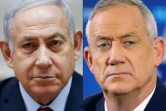 Montage photo du Premier ministre israélien Benjamin Netanyahu (à gauche, à Jérusalem le 9 décembre 2018) et de son adversaire Benny Gantz, ancien chef de l'armée (à droite, le 1er avril 2019 à Tel Aviv)