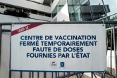 Un centre de vaccination fermé temporairement par manque de doses de vaccins, au Palais des festivals de Cannes, le 23 janvier 2021