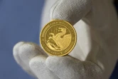 Photo d'une pièce d'or en édition limitée et fabriquée à partir de la production de la mine de Clogau-Sat David's, dans le pays de Galles, prise le 27 mars 2025