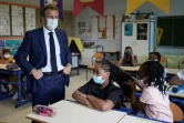 Emmanuel Macron en visite dans une école maternelle à Marseille, le 2 septembre 2021