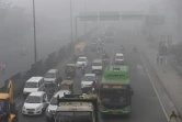 Embouteillage à New Delhi lors d'un épisode de forte pollution, le 8 novembre 2017 en Inde