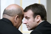 Jean-Yves Le Drian et Emmanuel Macron le 29 avril 2015 à l'Elysée à Paris
