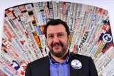 Matteo Salvini, militant de la Ligue du Nord lors d'une conférence de presse à Rome, le 22 février 2018