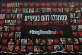Une affiche géante avec les visages des otages enlevés par le Hamas lors de l'attaque de 7 octobre sur un mur de Jérusalem le 2 février 2024