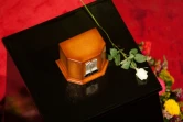 L'urne contenant les cendres de l'icône de la chanson de variété latino, Juan Gabriel, exposée le 5 septembre 2016 au palais Bellas Artes à Mexico