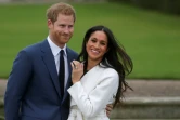 Le prince Harry et sa future femme Meghan Markle posent devant les photographes le 27 novembre 2017 dans les jardins du palais de Kensington à Londres