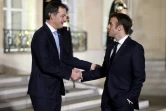 Le président français Emmanuel Macron et le Premier ministre belge Alexander De Croo, à Paris le 16 février 2022