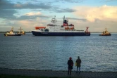 Dans cette photo d'archives du 12 octobre 2020, le bateau de recherche allemand Polarstern arrive au port de Bremerhaven en Allemagne après une mission en Arctique