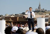 Le président-candidat Emmanuel Macron en campagne à Marseille (sud de la France), le 16 avril 2022