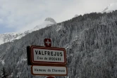 Panneau indiquant l'entrée de la station de ski de Valfréjus dans les Alpes le 19 janvier 2016