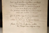 Manuscrit du poème "La Rivière de Cassis" du poète Arthur Rimbaud, écrit en 1872, exposé à Paris, le 4 février 2017 à Paris, avant sa mise aux enchères chez Sotheby's