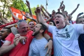 Supporters de Liverpool dans la fan zone de Kiev le 25 mai 2018