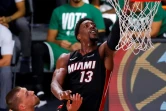 Bam Adebayo du Miami Heat contre les Boston Celtics dans le match N.3 de la finale de Conférence Est en NBA le 19 septembre 2020 à Lake Buena Vista en Floride