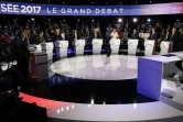 Les candidats à l'élection présidentielle lors du grand débat sur BFM-TV et CNews, le 4 avril 2017 