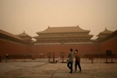 La Cité interdite de Pékin dans une tempête de sable le  15 mars 2021