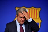 Le président du FC Barcelone Joan Laporta lors d'un point presse au Camp Nou, le 6 août 2021