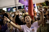 Les partisans de Syrizas célèbrent la victoire aux législatives le 20 septembre 2015 à Athènes