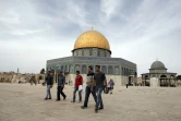 Des Palestiniens sur l'Esplanade des mosquées dans la Vieille ville de Jérusalem, le 23 octobre 2015