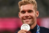 La joie du décathlète français Kevin Mayer, après sa médaille d'argent aux Jeux olympiques de Tokyo 2020, le 5 août 2021
