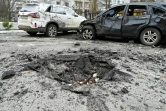 Dans une rue de Kharkiv (Ukraine) le 5 avril 2022 après un récent bombardement russe