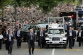 Le pape traverse Central Park en papamobile, acclamé par le foule le 25 septembre 2015 à New York