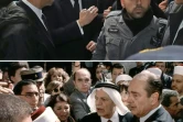 Un combinaison de photos montrant les réactions des présidents français Emmanuel Macron et Jacques Chirac face à des forces de sécurité israéliennes, les 22 janvier 2020 et 22 octobre 1996 dans la Vieille ville de Jérusalem