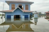 Maison inondée par le typhon Yagi près du lac Inle, le 14 septembre 2024 en Birmanie