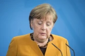 La chancelière allemande Angela Merkel lors d'une vidéo-conférence le 24 mars 2021 à Berlin 