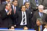 Michel Platini, alors co-président du Comité français d'organisation (CFO) de la Coupe du monde 1998, suit le quart de finale face à l'Italie au Mondial au Stade de France, le 3 juillet 1998