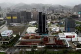 Vue aérienne d'un chantier de construction dans le quartier de Xindian du Nouveau Taipei, le 8 décembre 2020 à Taïwan
