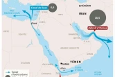 Carte du Moyen-Orient montrant les détroits d'Ormuz et de Bab el-Mandeb