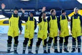 L'équipage du multicoque "Maxi Edmond de Rothschild" avant son départ de Lorient le 9 janvier 2021