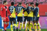 Les Monégasques fêtent le but de Kevin Volland (N.31) à Dijon, le 20 décembre 2020 