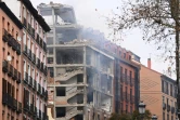 Un immeuble détruit par une explosion à Madrid le 20 janvier 2021
