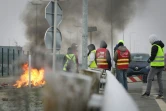 Les routiers de la CGT bloquent l'entrée des entrepôts industriels du port du Havre, le 22 janvier 2020