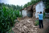 Une maison partiellement effondrée après un séisme de magnitude 5,4, le 6 août 2023 dans la localité de Dezhou, dans l'est de la Chine 