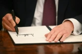 Le président américain Donald Trump signe un décret dans le Bureau ovale de la Maison Blanche, le 20 janvier 2025