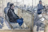 Ce croquis d'audience montre Nicolas Zepeda écoutant la déposition de son père Humberto, le 4 décembre 2023 à Vesoul