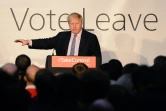 L'ancien maire de Londres Boris Johnson lors de sa campagne pour le Brexit le 15 avril 2016 à Manchester